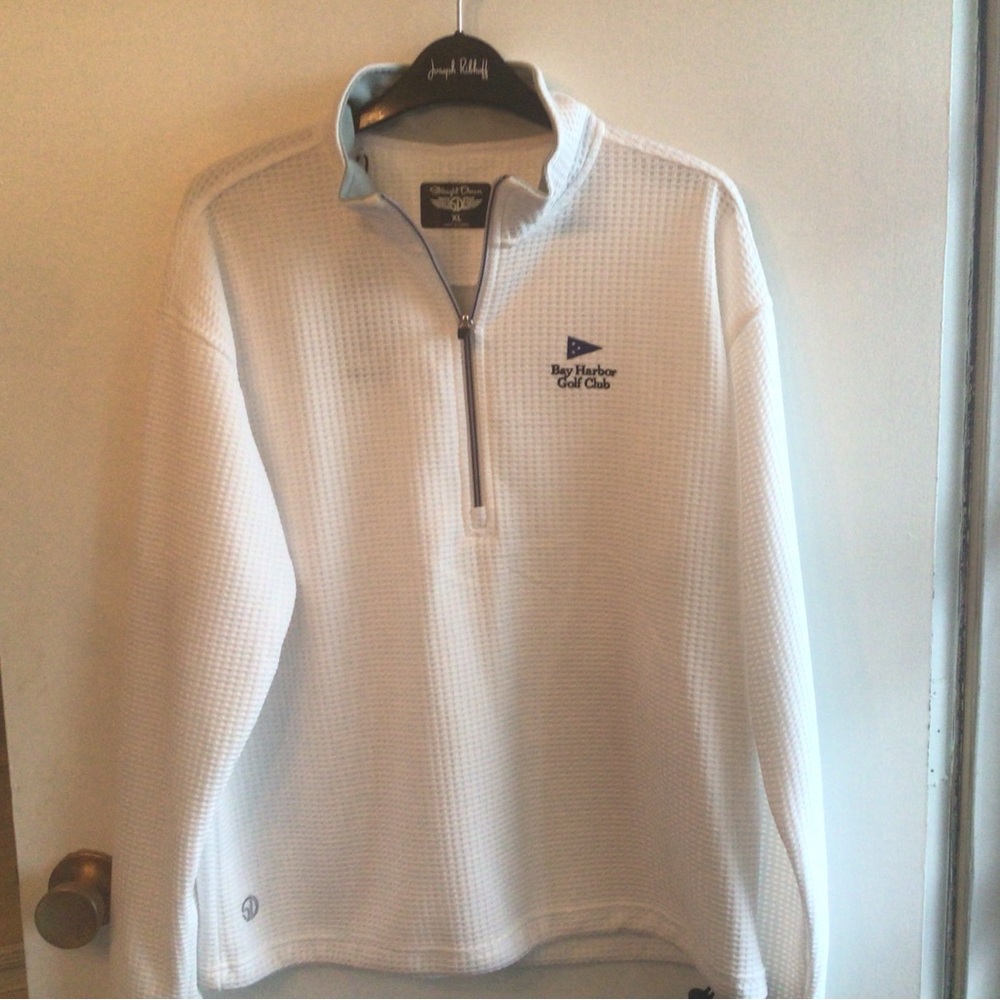 White Zip Up Sweater with Standing Collar